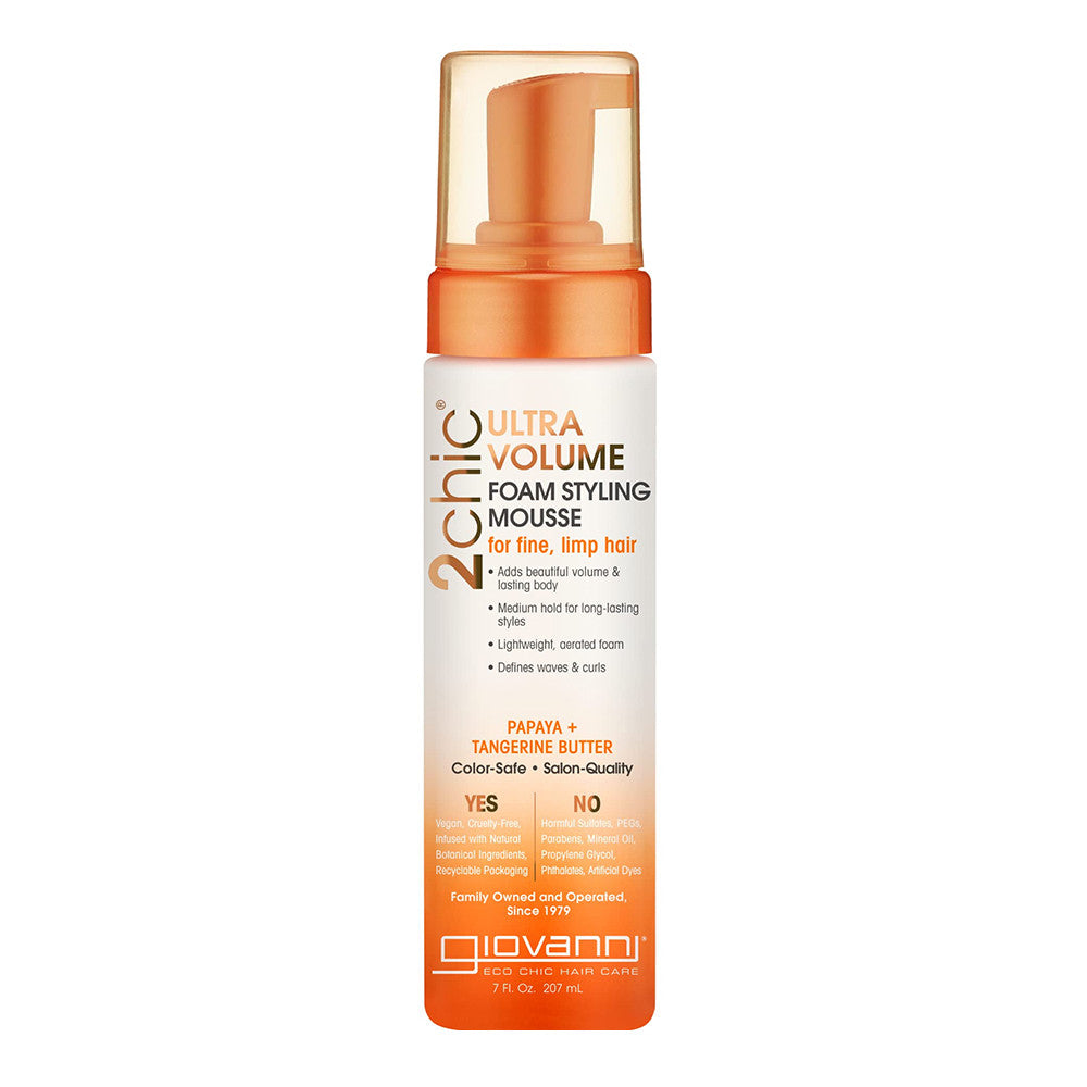Giovanni 2Chic Ultra Volume Foam Styling Mousse With Tangerine And Papaya Butter, 7 Oz